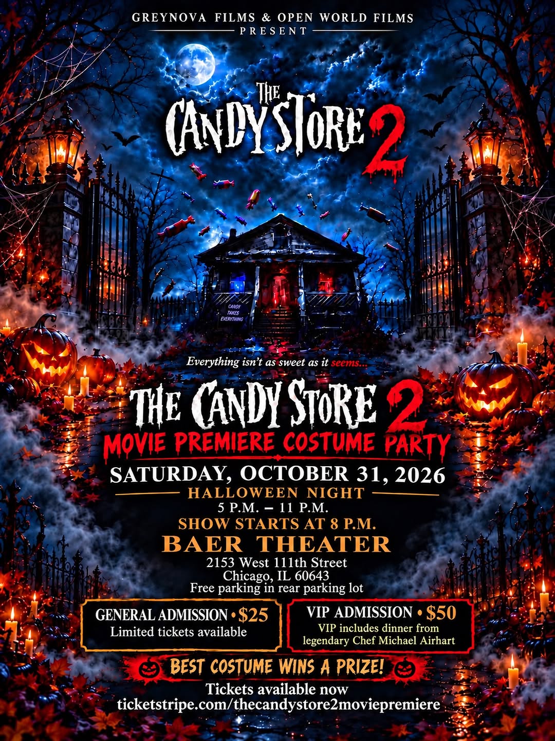 Flyer for The Candy Store 2 - Movie Premiere Costume Party